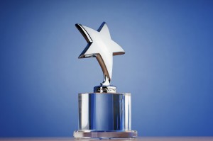 Star award against gradient background